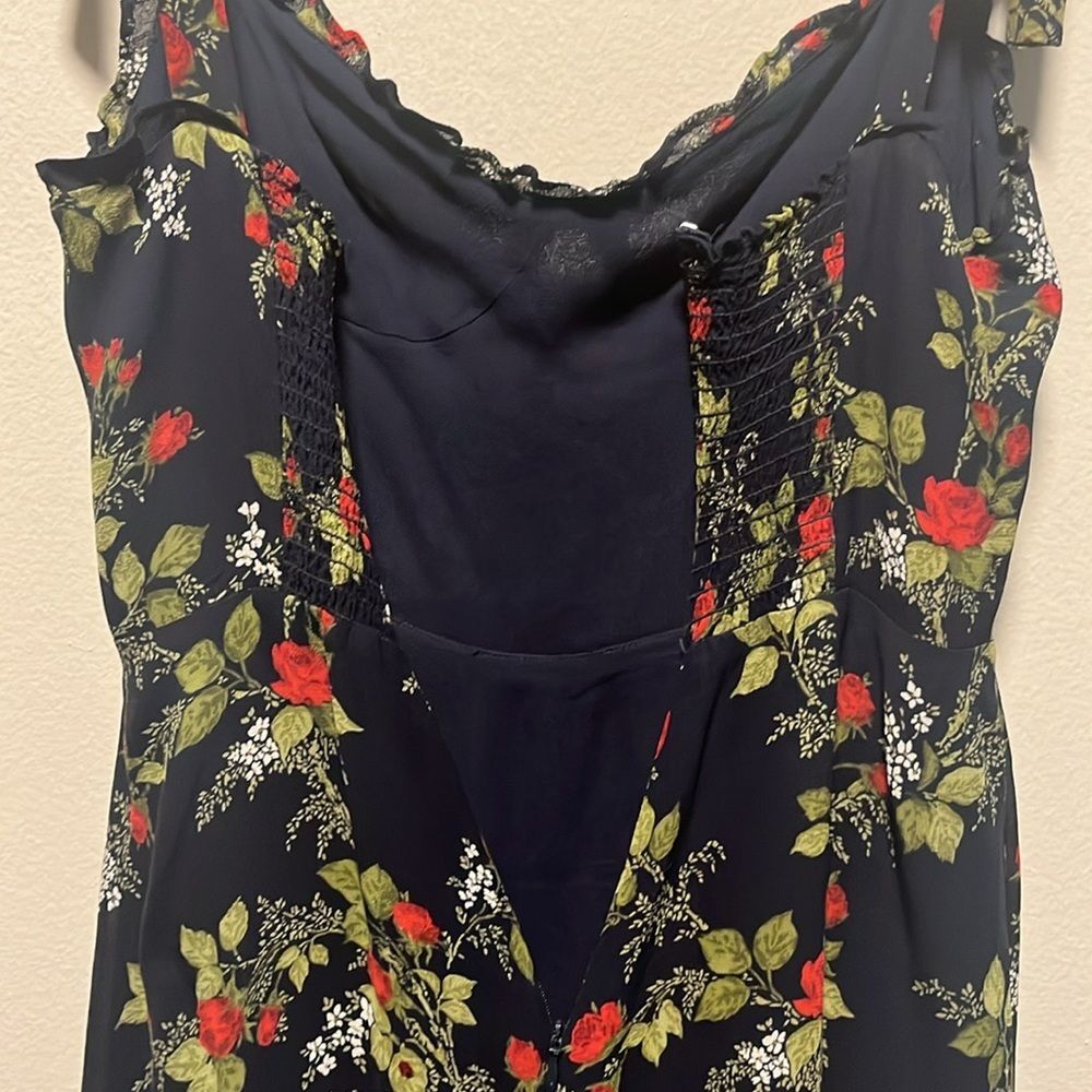 REFORMATION Christine Navy and Red Floral Mini Dress, Size 6P (Petite) - Picture 10 of 13